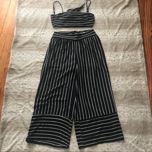 Nasty Gal 2pc Black & White Stripe Set